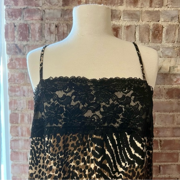 George Sleepwear Leopard Print Nightgown Dress w/ Lace Trim -Size XL -NW21 - Picture 2 of 8